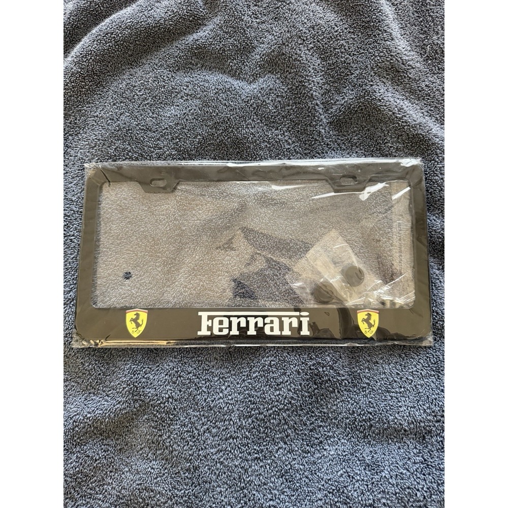 Ferrarri license plate frame cover, black NWT